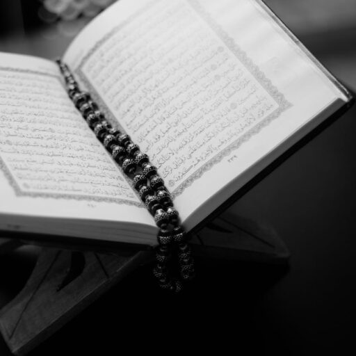 Monochrome Photo Of Opened Quran